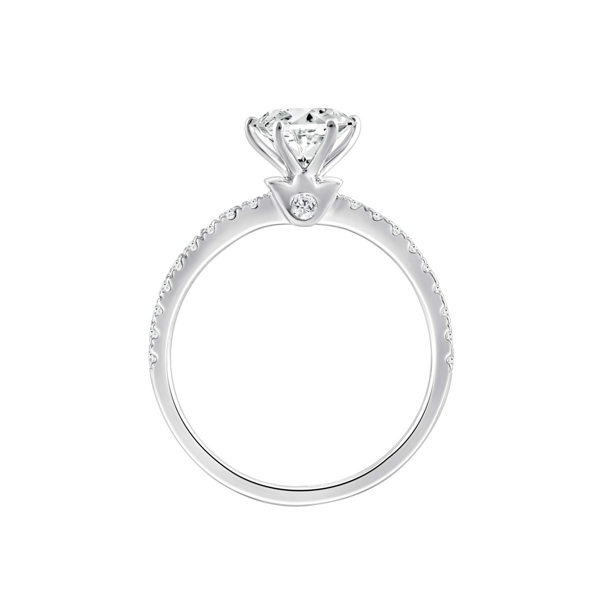 LADIES RING 1 1/3CT ROUND DIAMOND 14K WHITE GOLD (CENTER STONE ROUND DIAMOND 1CT)