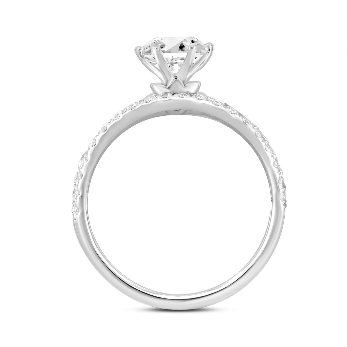 LADIES BRIDAL SET 1 1/2CT ROUND DIAMOND 14K WHITE GOLD (CENTER STONE ROUND DIAMOND 1CT)