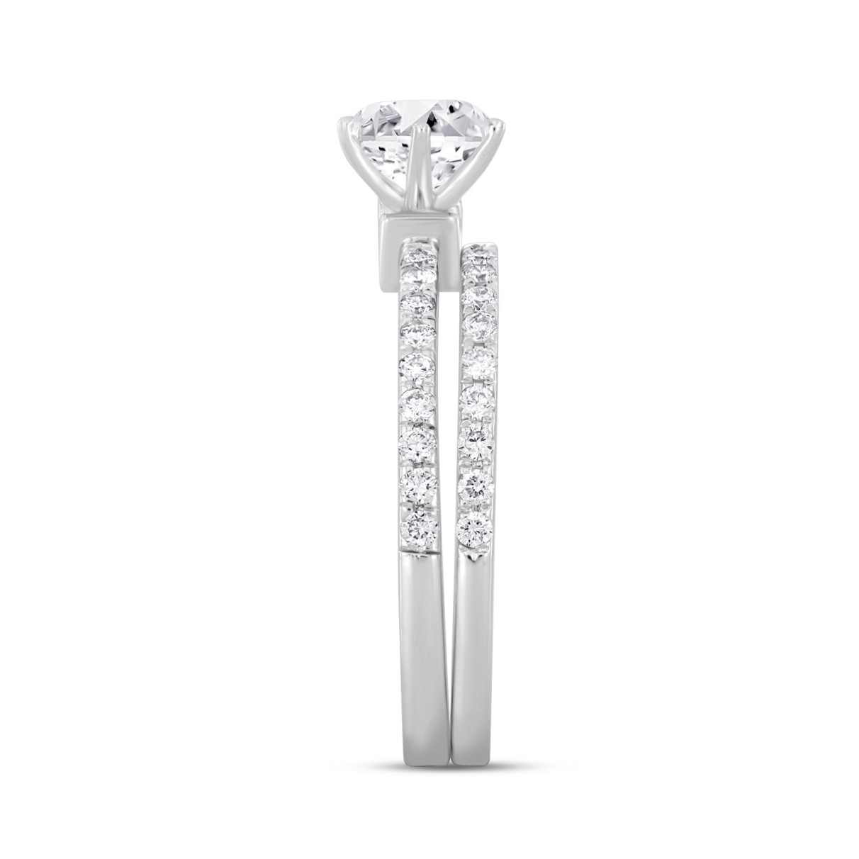 LADIES BRIDAL SET 1 1/2CT ROUND DIAMOND 14K WHITE GOLD (CENTER STONE ROUND DIAMOND 1CT)