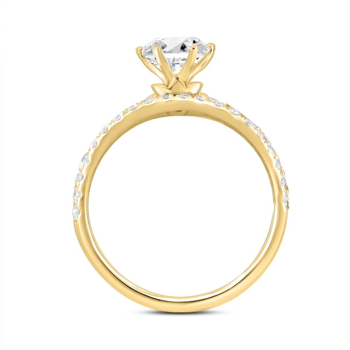 14K Yellow Gold Round Diamond Bridal Ring Set 1 1/2Ct  & 1.00Ct Center Round Lab Grown Diamond Engagement Ring & Matching Wedding Band For Women (Color F-G Clarity Vs1/Vs2)