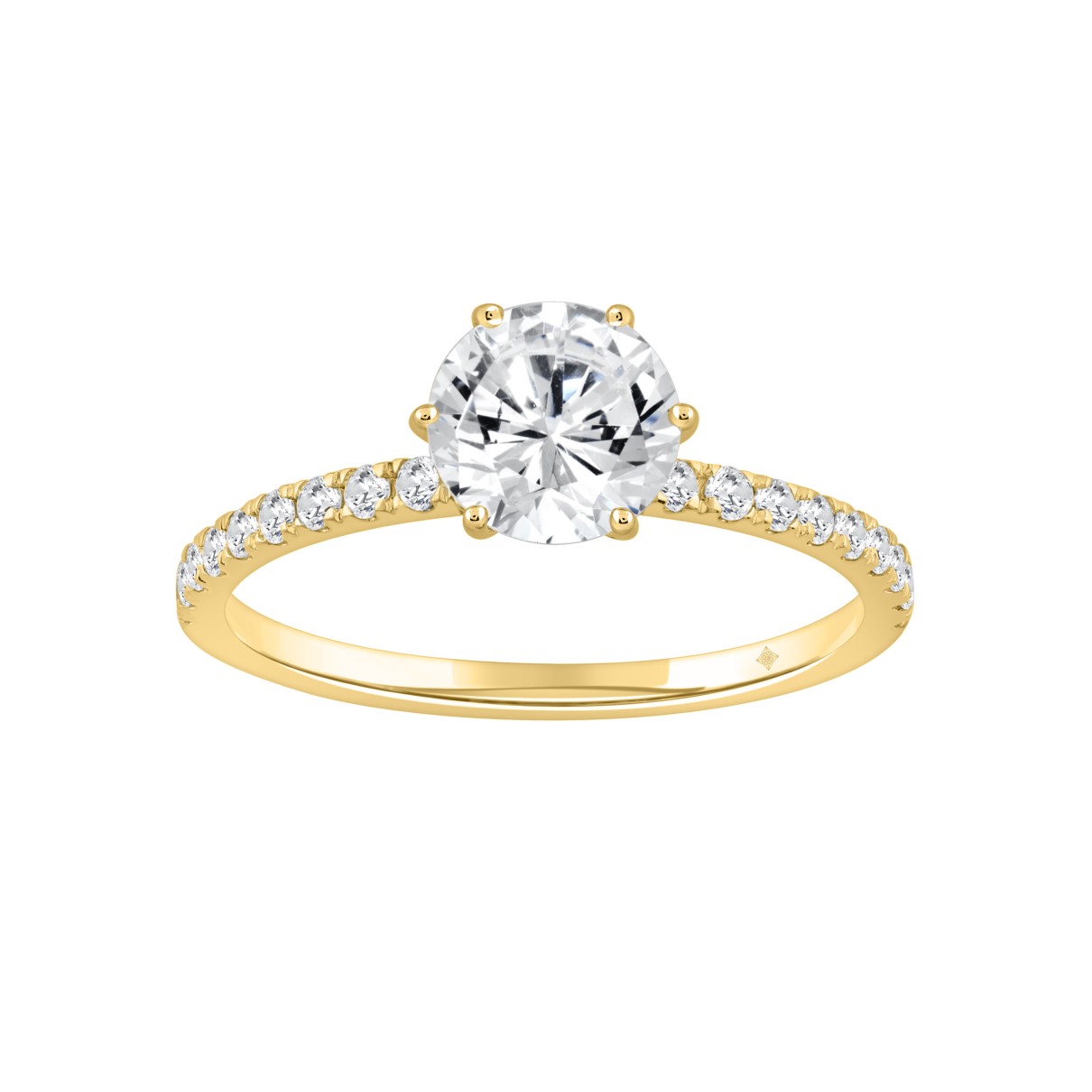 LADIES RING 1 1/3CT ROUND DIAMOND 14K YELLOW GOLD (CENTER STONE ROUND DIAMOND 1CT)