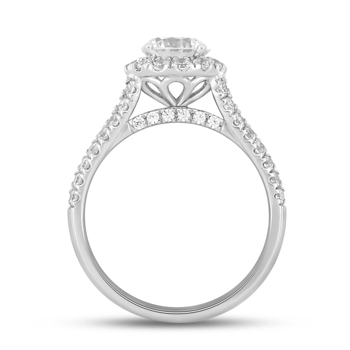 LADIES RING 1 3/4CT ROUND DIAMOND 14K WHITE GOLD (CENTER STONE ROUND DIAMOND 1CT )