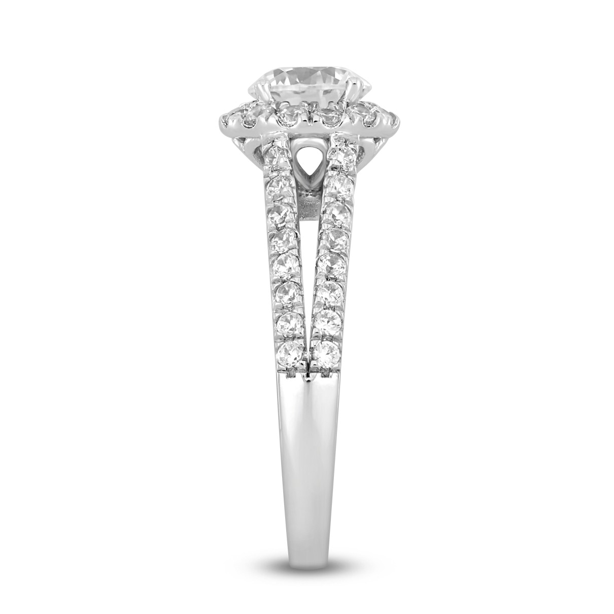 LADIES RING 1 3/4CT ROUND DIAMOND 14K WHITE GOLD (CENTER STONE ROUND DIAMOND 1CT )