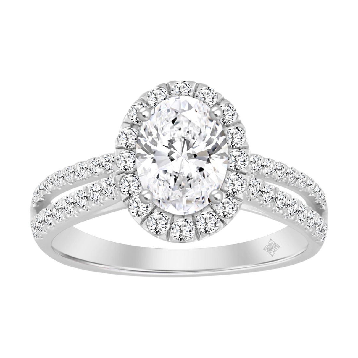 LADIES RING 1 1/2CT ROUND/OVAL DIAMOND 14K WHITE GOLD (CENTER STONE OVAL DIAMOND 1CT)