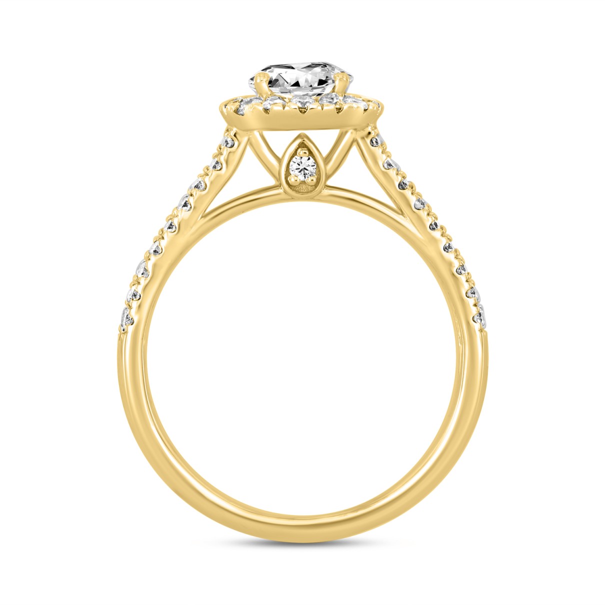 LADIES RING 1 1/2CT ROUND/OVAL DIAMOND 14K YELLOW GOLD (CENTER STONE OVAL DIAMOND 1CT)