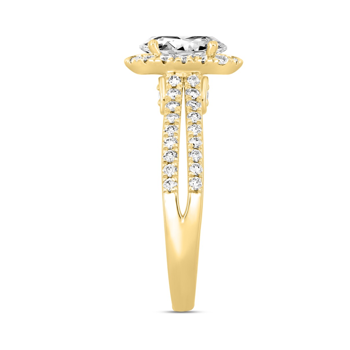 LADIES RING 1 1/2CT ROUND/OVAL DIAMOND 14K YELLOW GOLD (CENTER STONE OVAL DIAMOND 1CT)