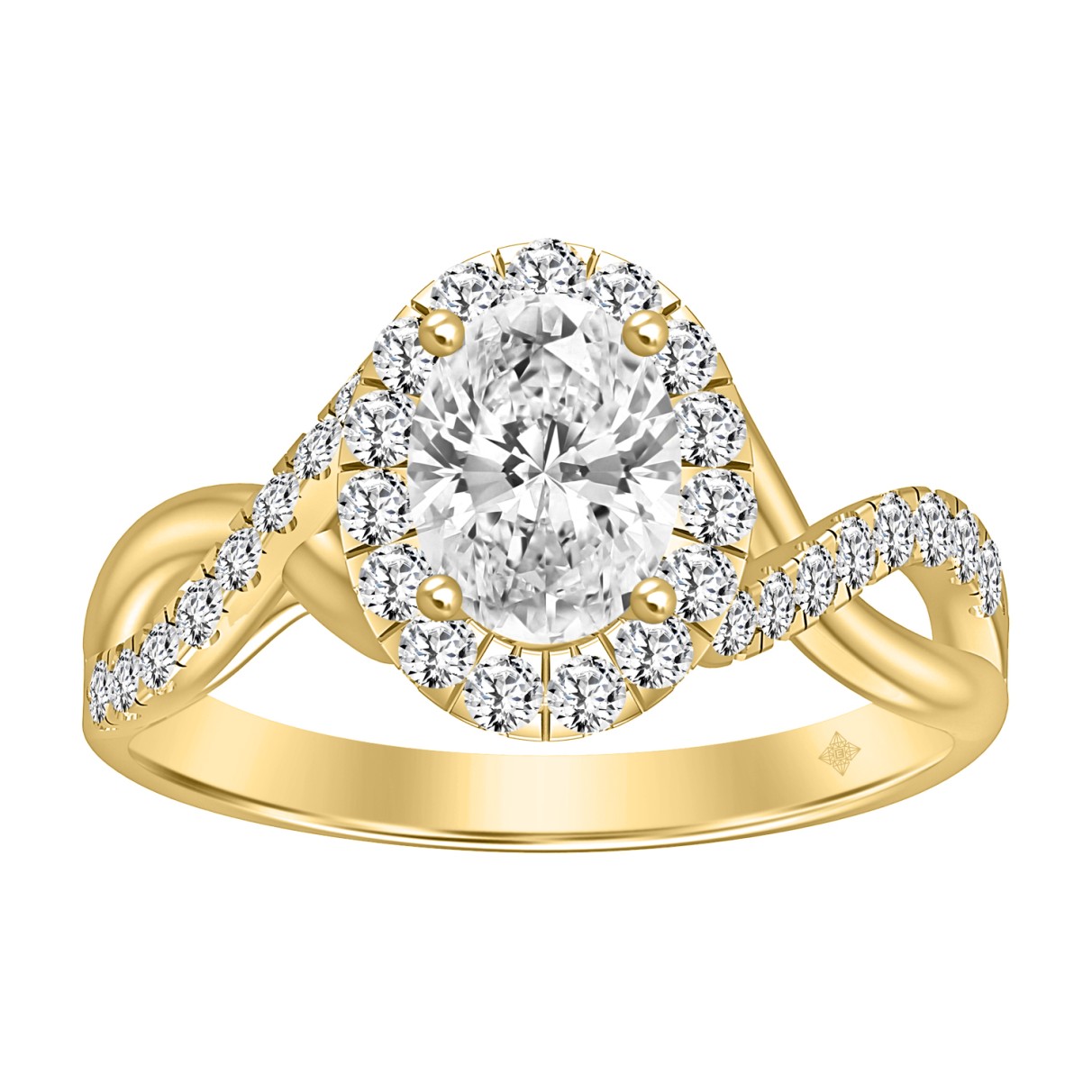 LADIES RING 1 1/2CT ROUND/OVAL DIAMOND 14K YELLOW GOLD (CENTER STONE OVAL DIAMOND 1CT)