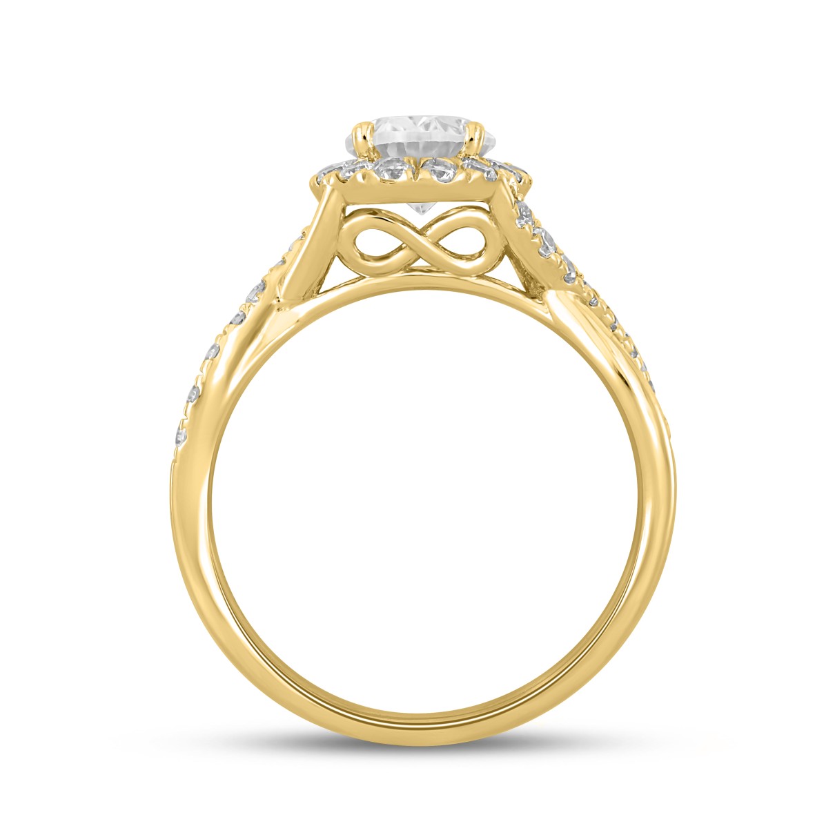 LADIES RING 1 1/2CT ROUND/OVAL DIAMOND 14K YELLOW GOLD (CENTER STONE OVAL DIAMOND 1CT)