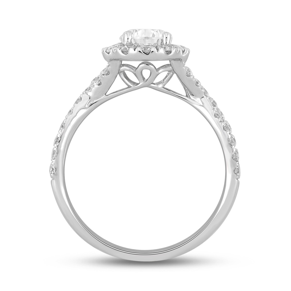 LADIES RING 1 3/4CT ROUND/PEAR DIAMOND 14K WHITE GOLD (CENTER STONE PEAR DIAMOND 1CT )