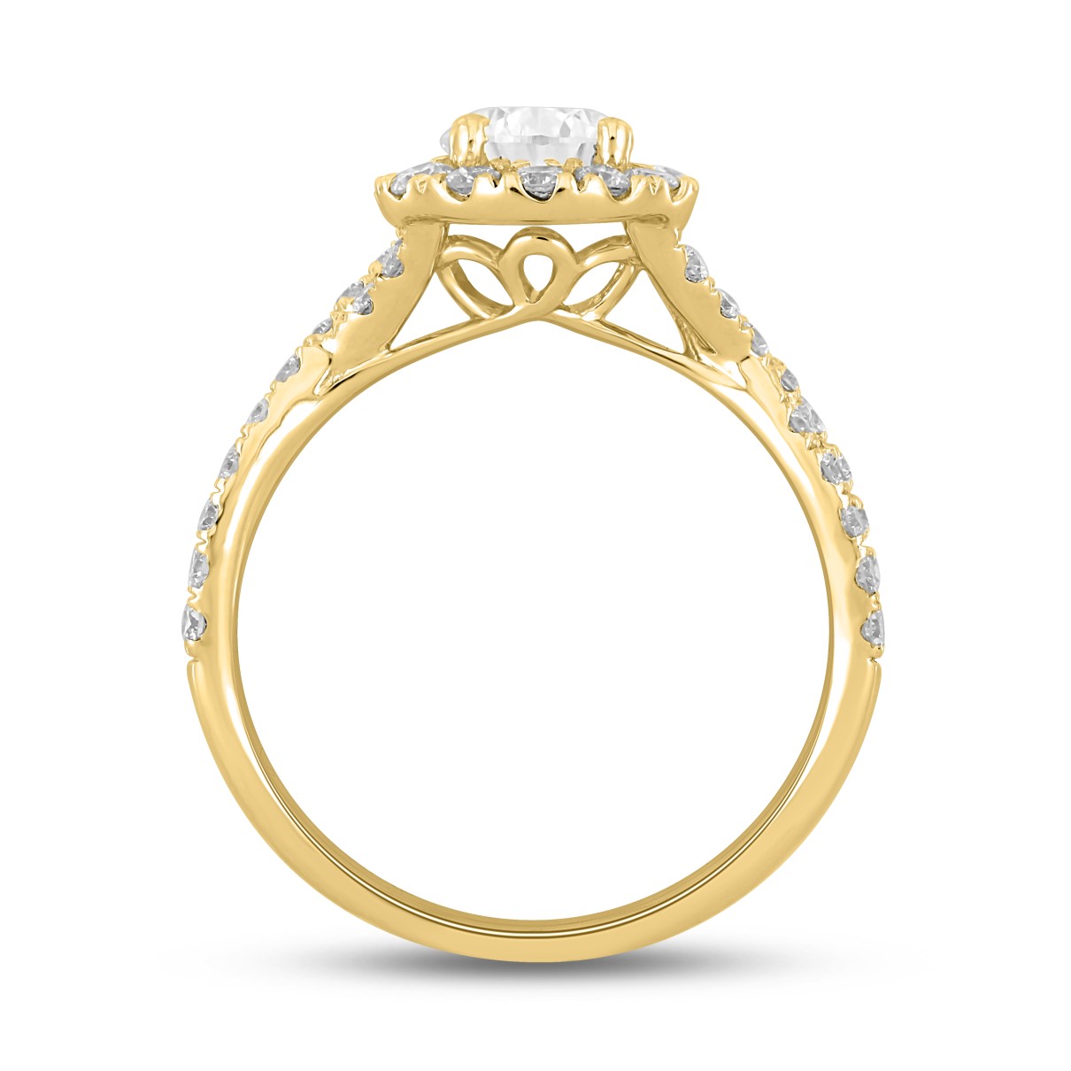 LADIES RING 1 3/4CT ROUND/PEAR DIAMOND 14K YELLOW GOLD (CENTER STONE PEAR DIAMOND 1CT )