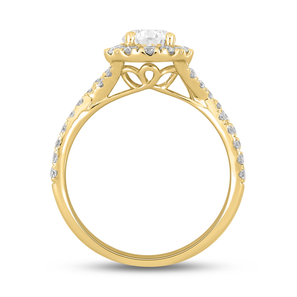 14K YELLOW GOLD 1 3/4CT ROUND/PEAR DIAMOND LADIES RING (CENTER STONE PEAR DIAMOND 1.00CT)