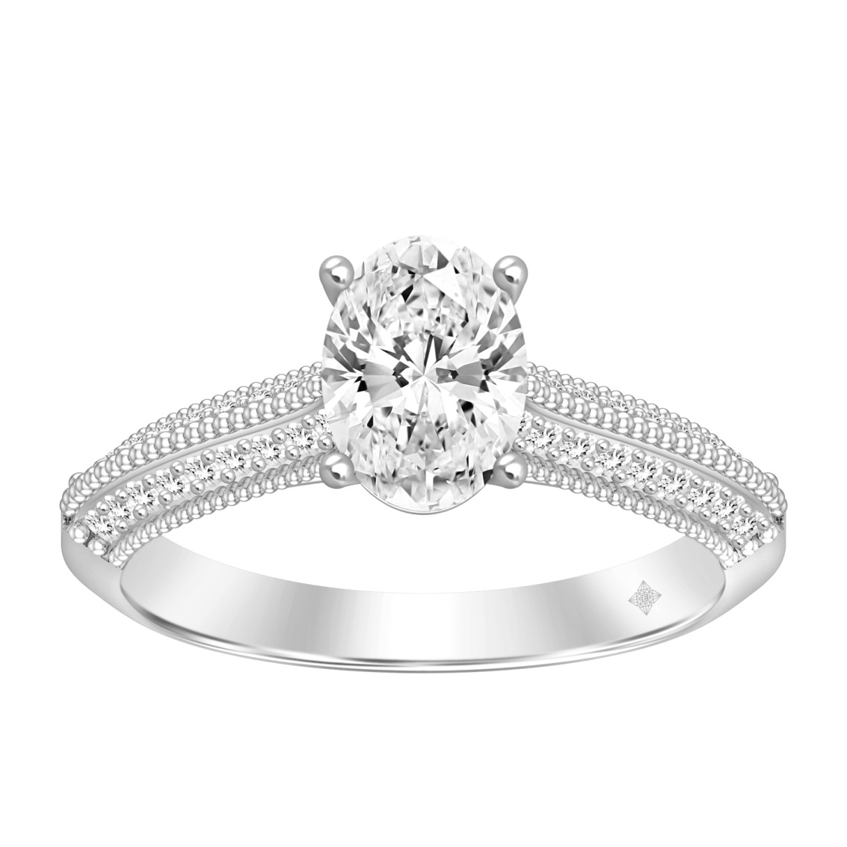 LADIES RING 1 1/4CT ROUND/OVAL DIAMOND 14K WHITE G...