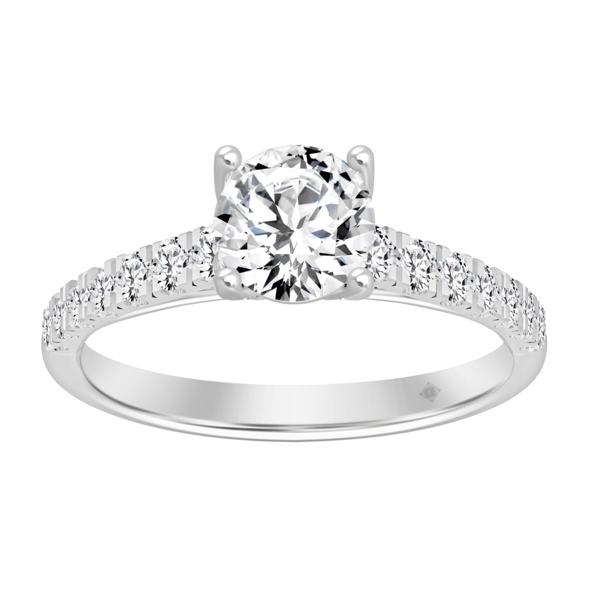 LADIES RING 1 1/2CT ROUND DIAMOND 14K WHITE GOLD