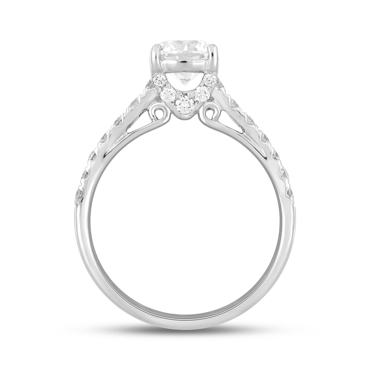 LADIES RING 1 1/2CT ROUND DIAMOND 14K WHITE GOLD (CENTER STONE ROUND DIAMOND 1CT)