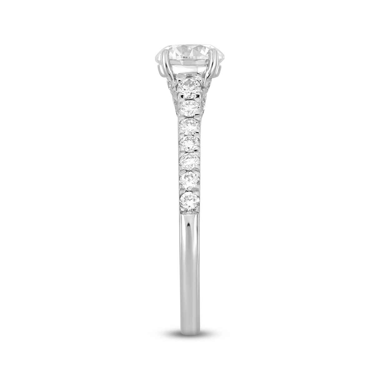 LADIES RING 1 1/2CT ROUND DIAMOND 14K WHITE GOLD (CENTER STONE ROUND DIAMOND 1CT)