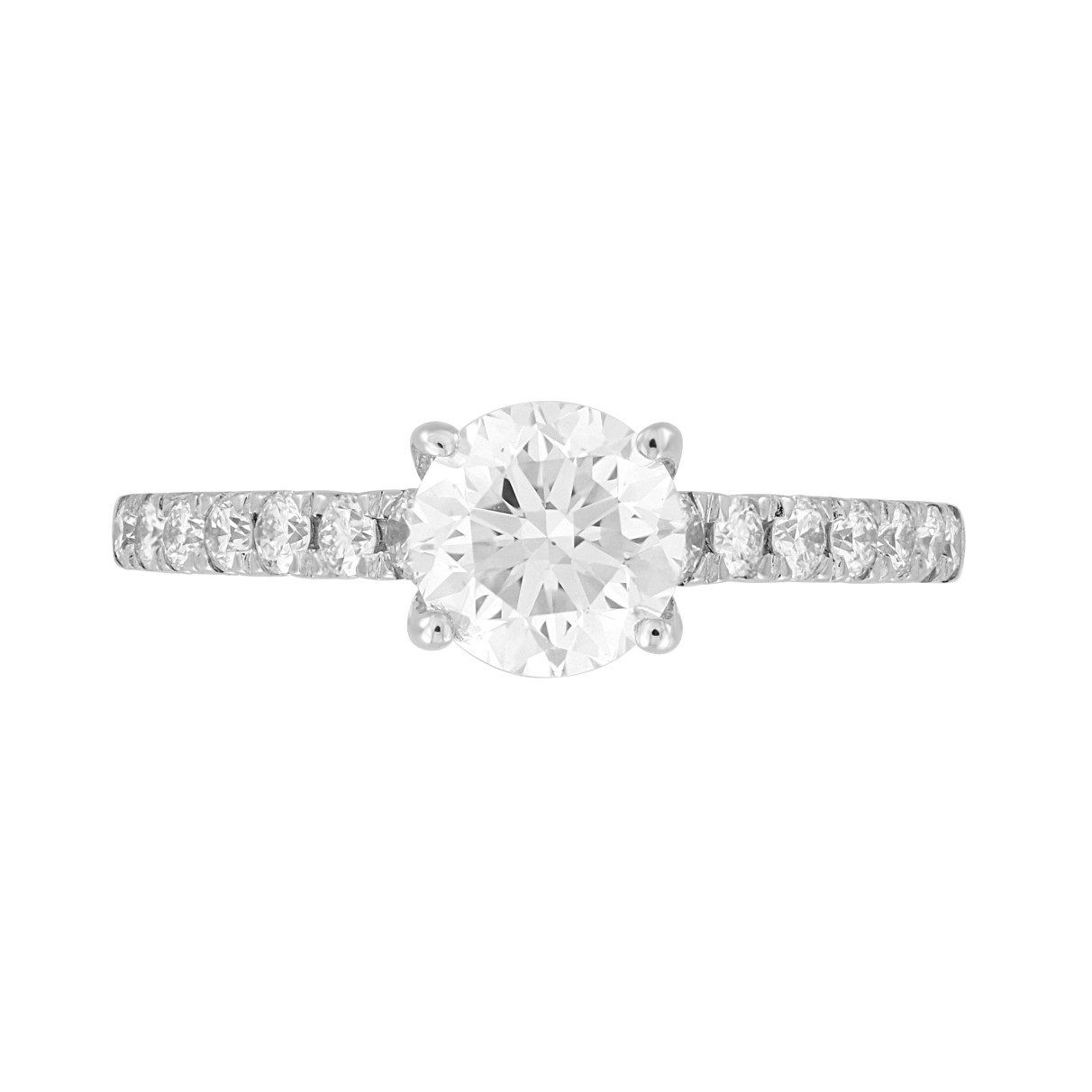 LADIES RING 1 1/2CT ROUND DIAMOND 14K WHITE GOLD (CENTER STONE ROUND DIAMOND 1CT)