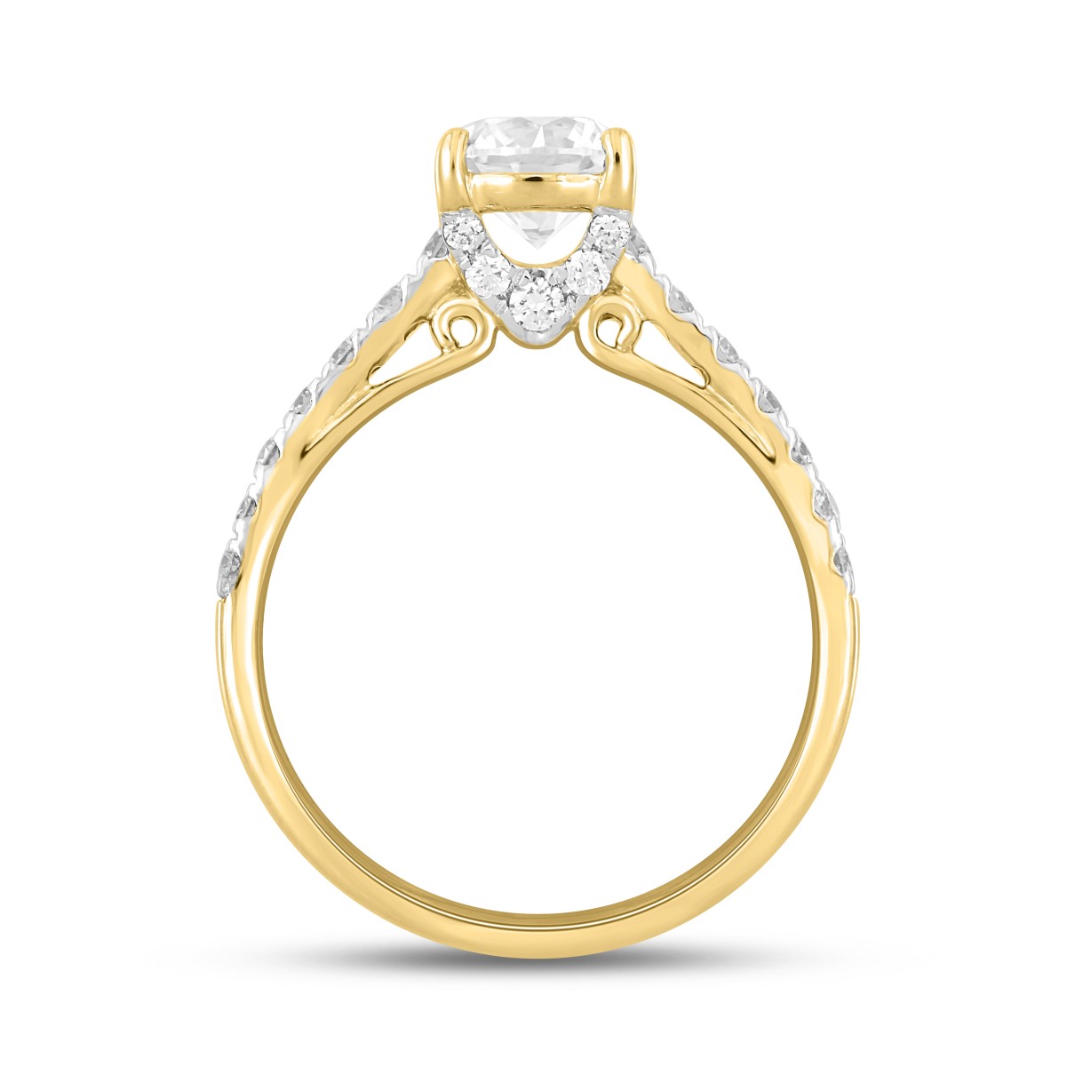 LADIES RING 1 1/2CT ROUND DIAMOND 14K YELLOW GOLD (CENTER STONE ROUND DIAMOND 1CT)