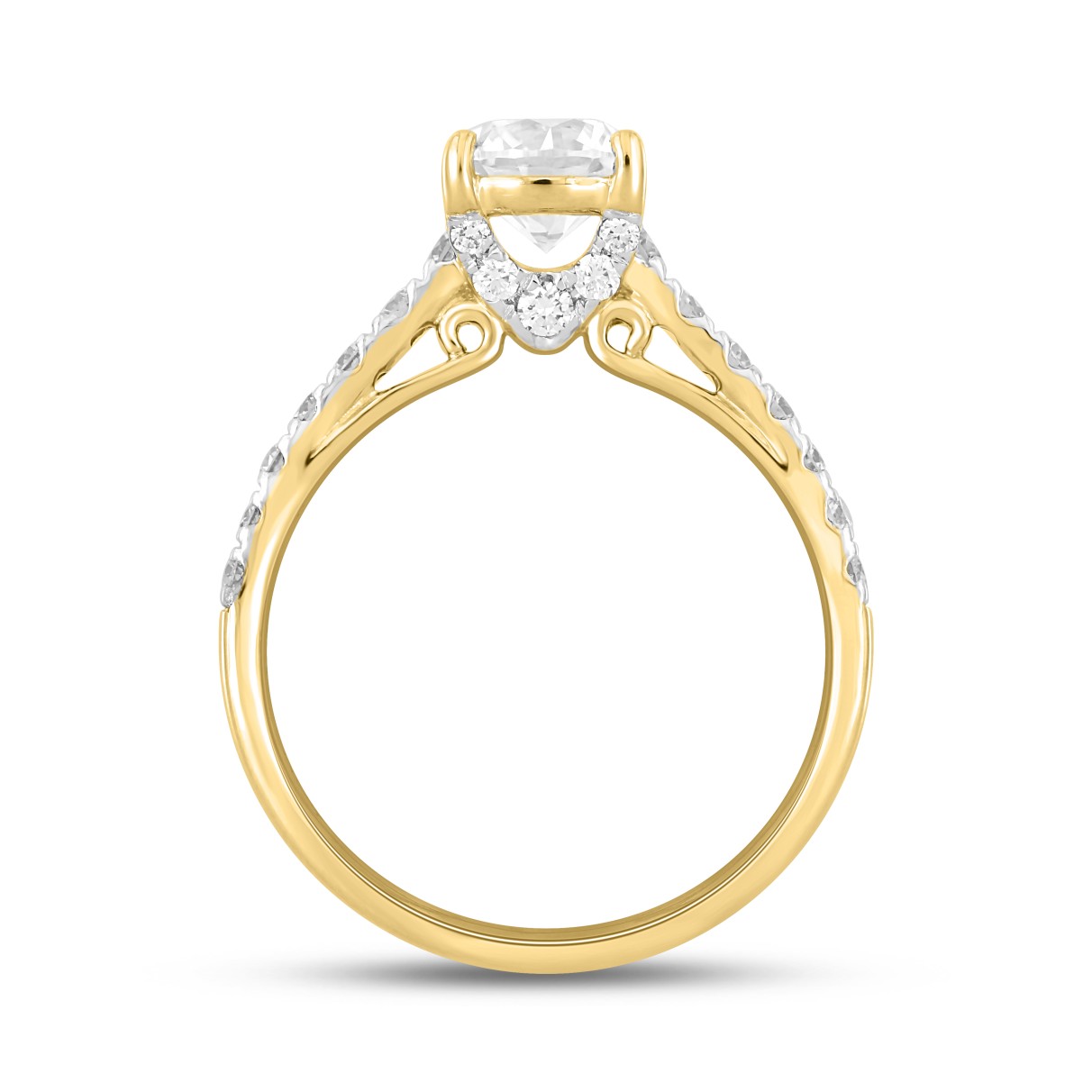 LADIES RING 1 1/2CT ROUND DIAMOND 14K YELLOW GOLD (CENTER STONE ROUND DIAMOND 1CT)