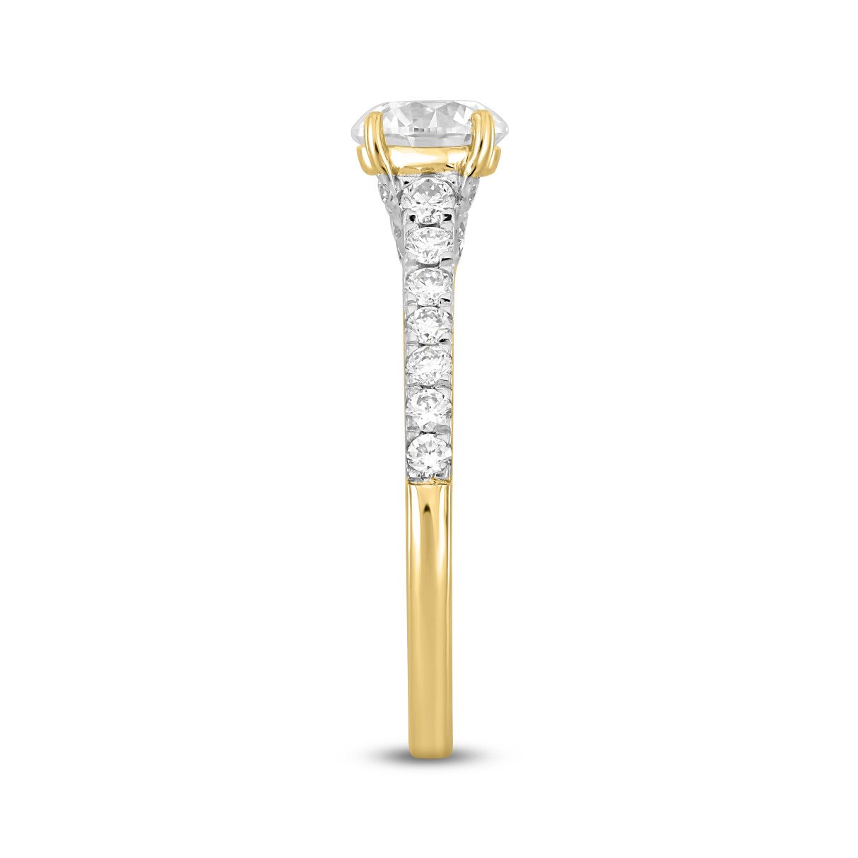 LADIES RING 1 1/2CT ROUND DIAMOND 14K YELLOW GOLD (CENTER STONE ROUND DIAMOND 1CT)