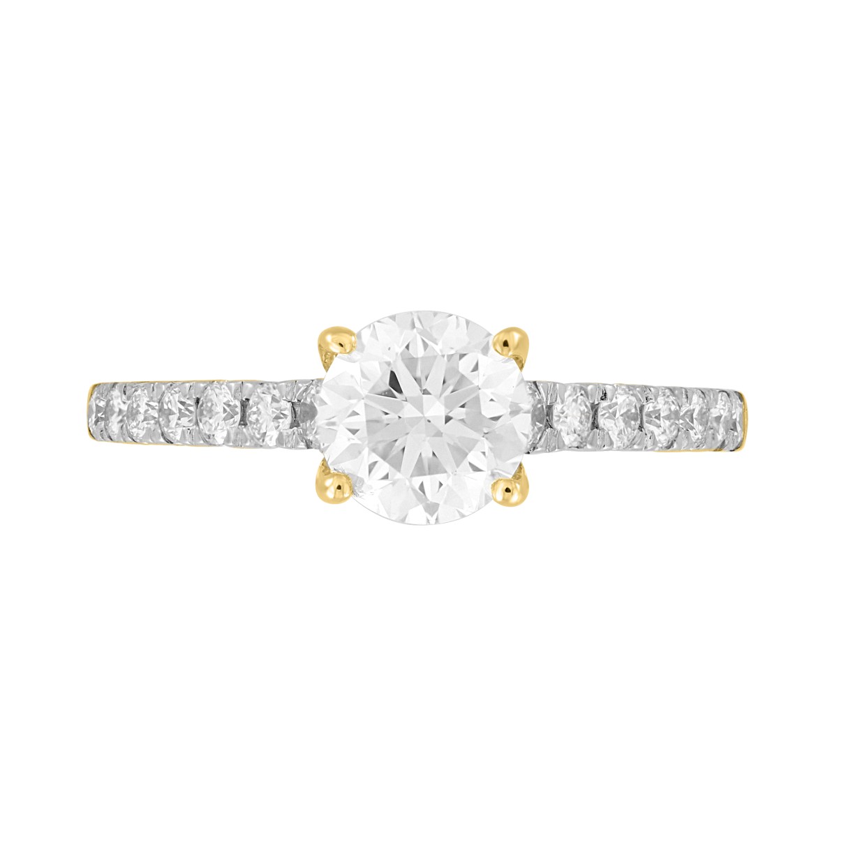 LADIES RING 1 1/2CT ROUND DIAMOND 14K YELLOW GOLD (CENTER STONE ROUND DIAMOND 1CT)