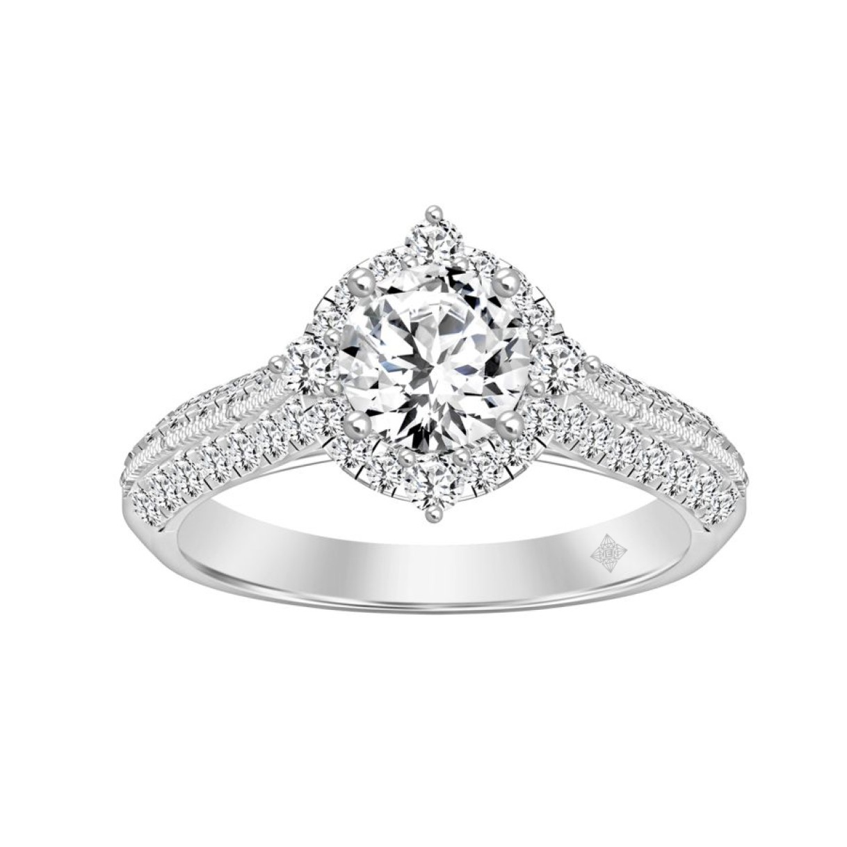 LADIES RING 1 3/4CT ROUND DIAMOND 14K WHITE GOLD (CENTER STONE ROUND DIAMOND 1CT )
