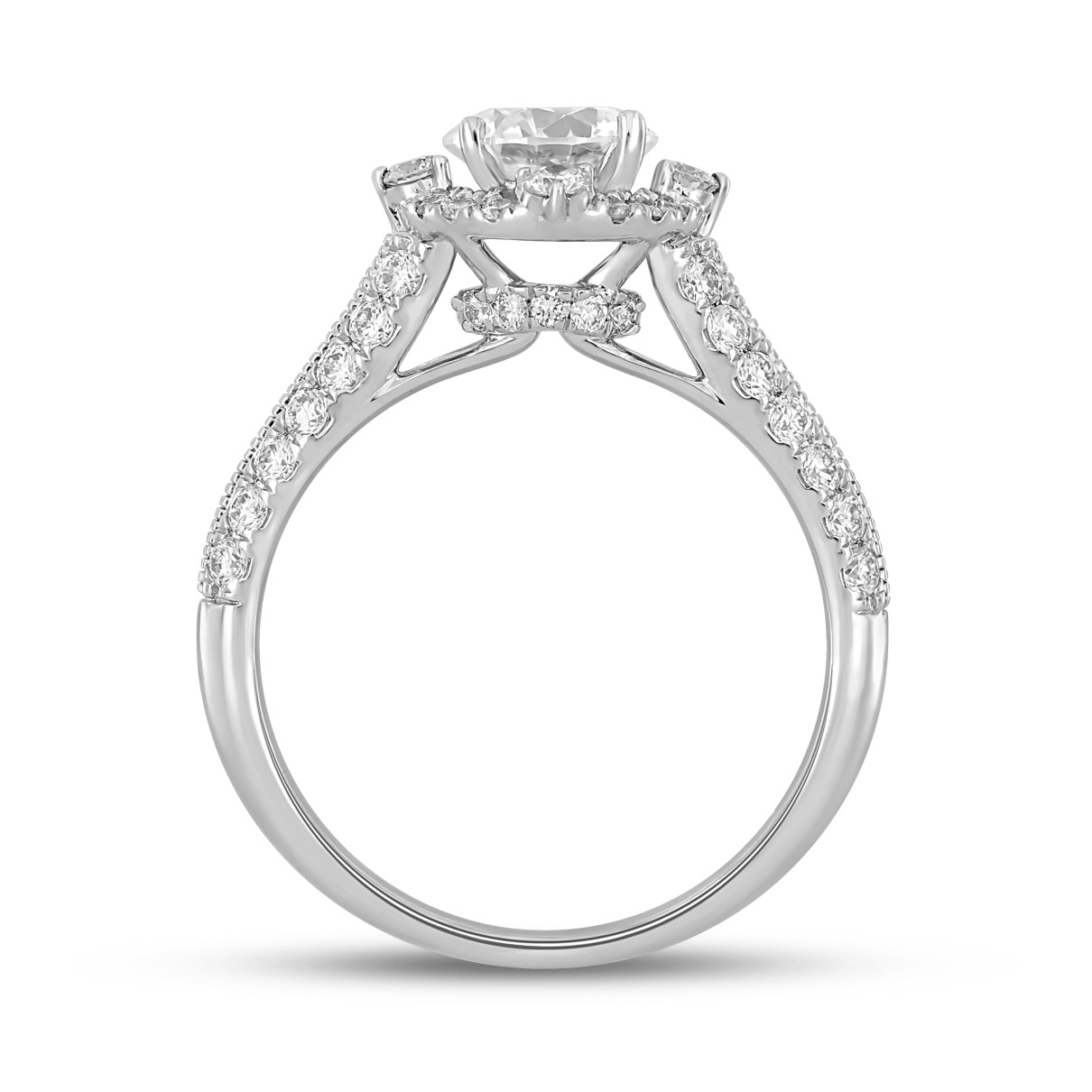 LADIES RING 1 3/4CT ROUND DIAMOND 14K WHITE GOLD (CENTER STONE ROUND DIAMOND 1CT )