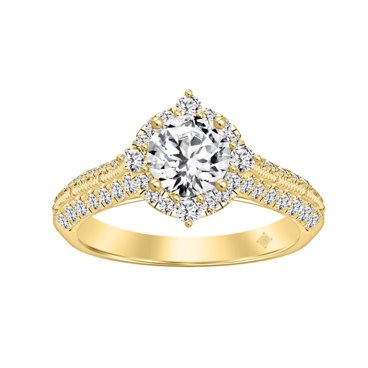 LADIES RING 1 3/4CT ROUND DIAMOND 14K YELLOW GOLD ...