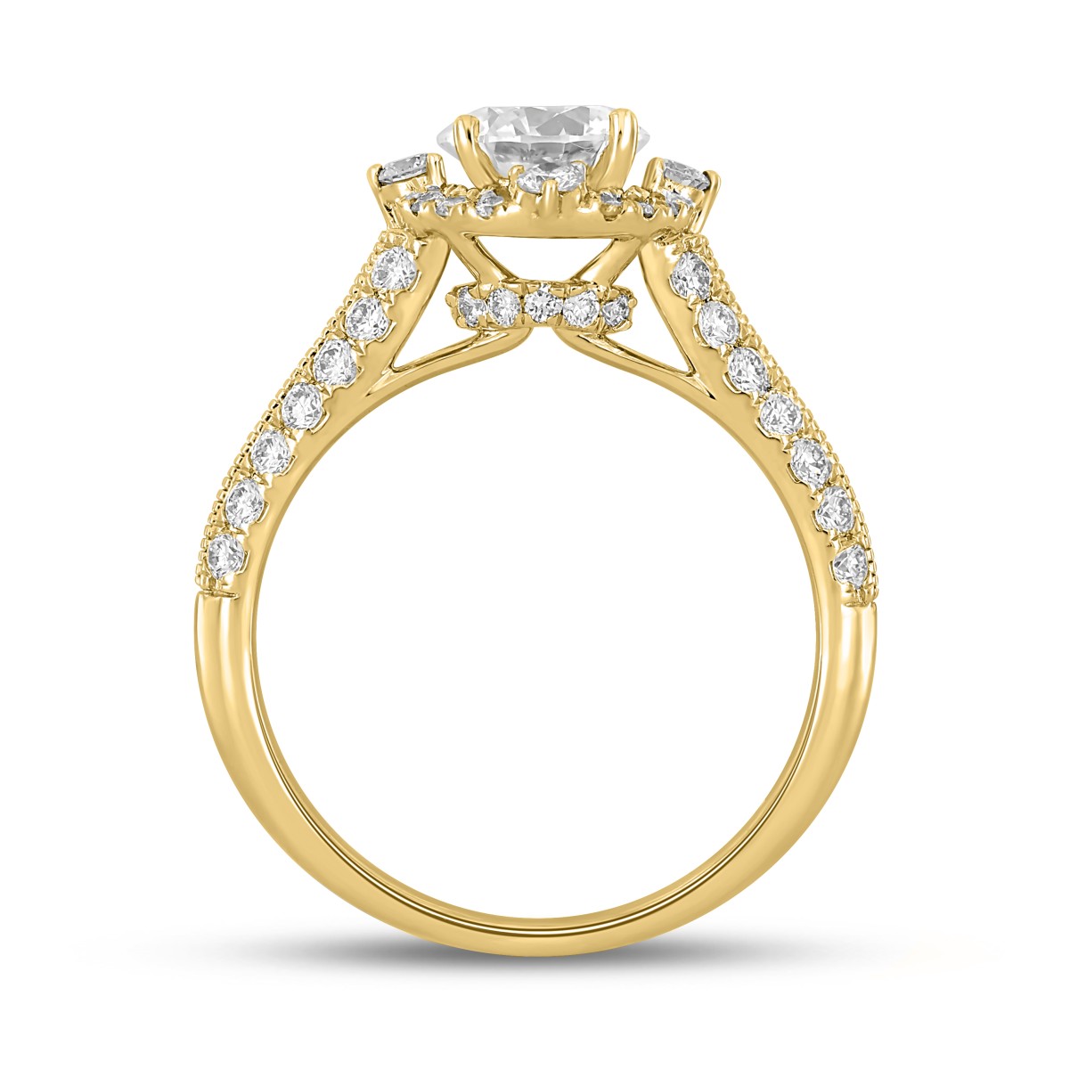 LADIES RING 1 3/4CT ROUND DIAMOND 14K YELLOW GOLD (CENTER STONE ROUND DIAMOND 1CT )