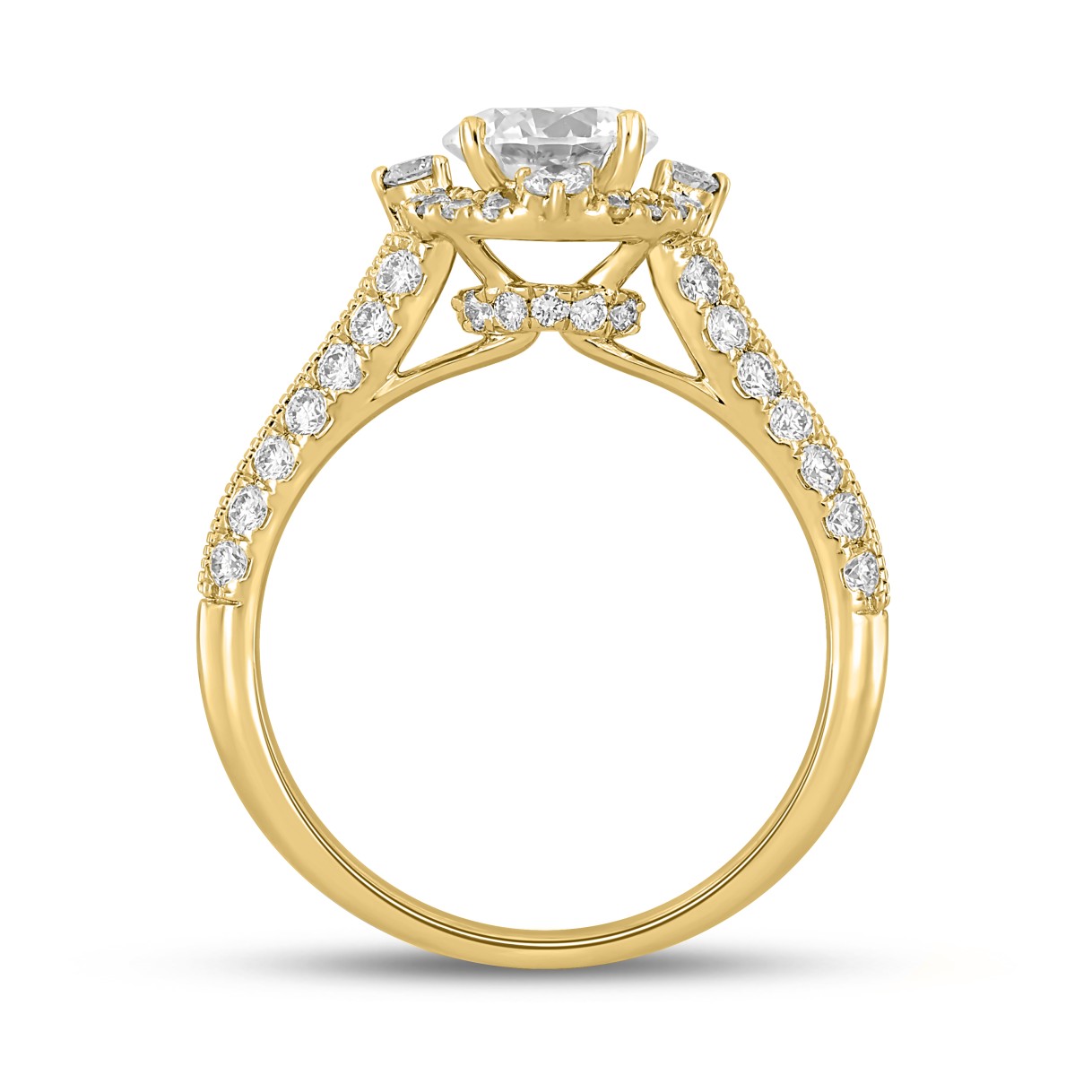 LADIES RING 1 3/4CT ROUND DIAMOND 14K YELLOW GOLD (CENTER STONE ROUND DIAMOND 1CT )