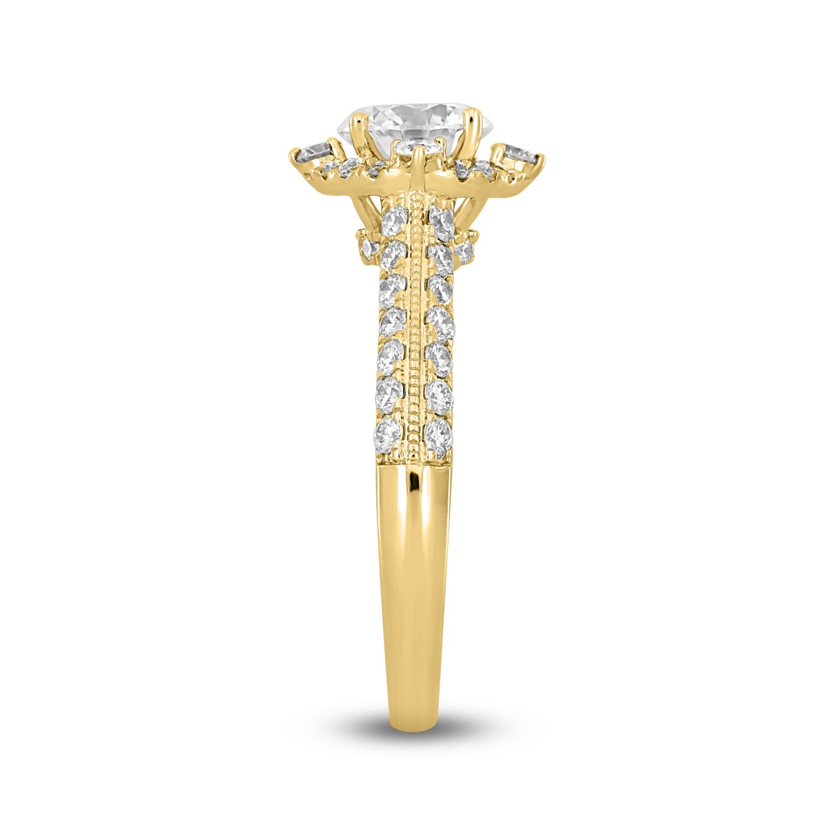 LADIES RING 1 3/4CT ROUND DIAMOND 14K YELLOW GOLD (CENTER STONE ROUND DIAMOND 1CT )