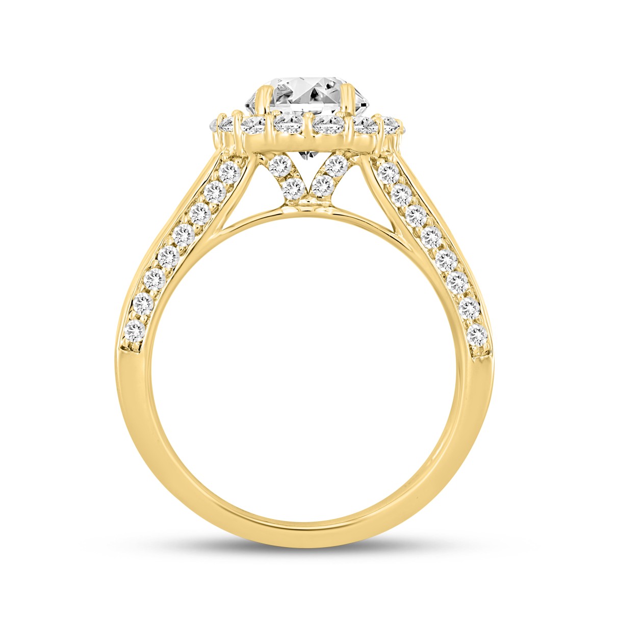 LADIES RING 3 3/4CT ROUND/BAGUETTE DIAMOND 14K YELLOW GOLD (CENTER STONE ROUND DIAMOND 1 1/2CT )