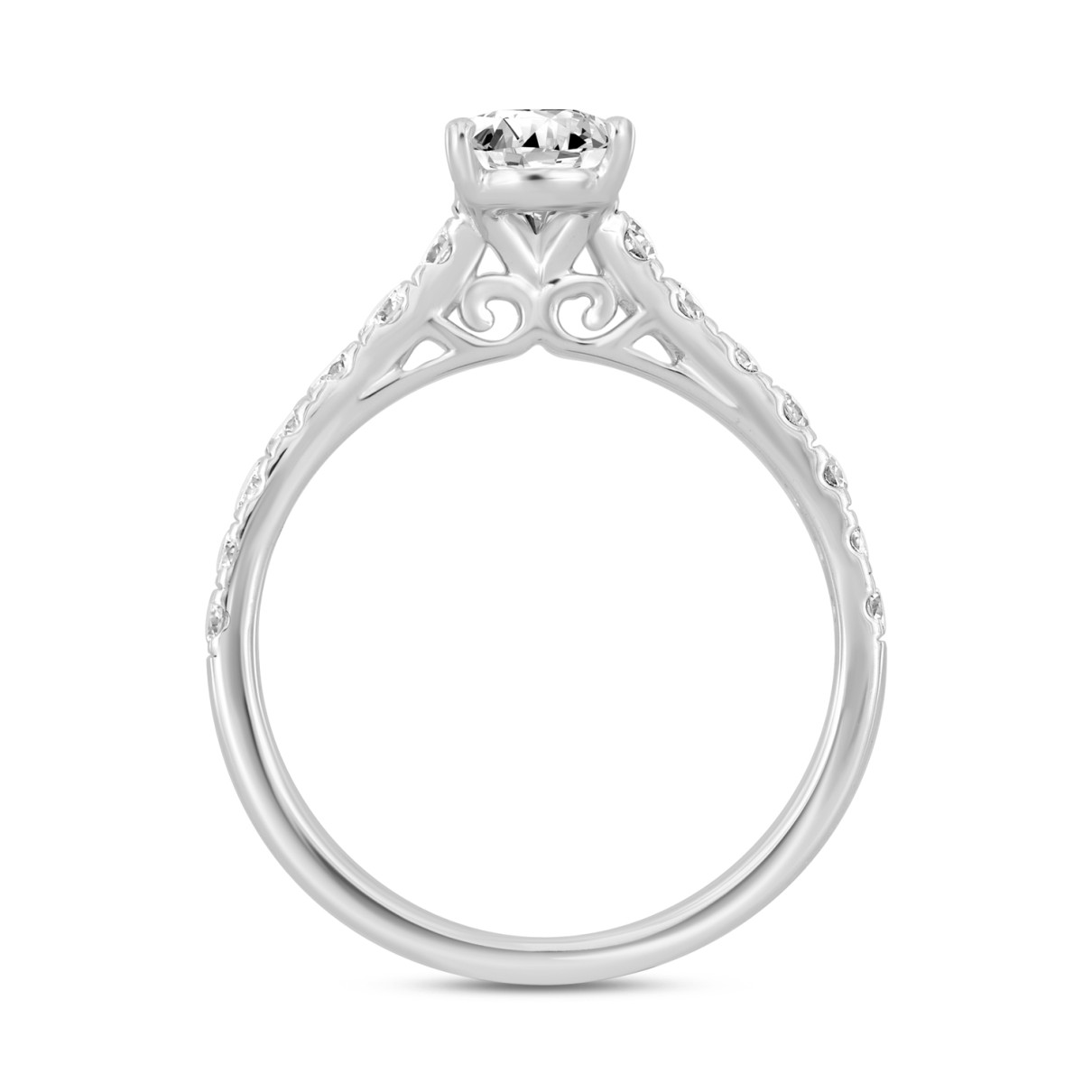 LADIES RING 1 1/2CT ROUND/PEAR DIAMOND 14K WHITE GOLD (CENTER STONE PEAR DIAMOND 1CT)