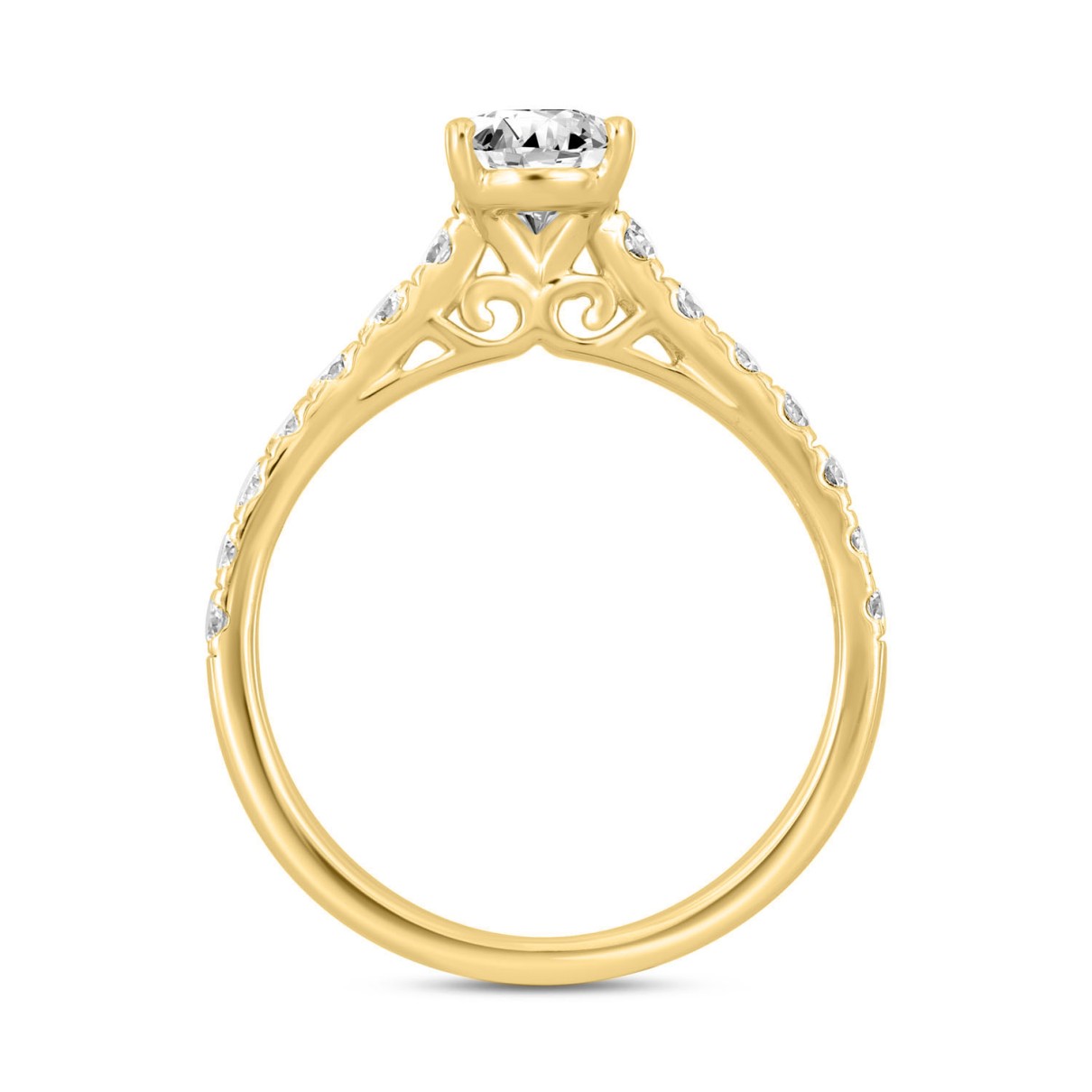 LADIES RING 1 1/2CT ROUND/PEAR DIAMOND 14K YELLOW GOLD (CENTER STONE PEAR DIAMOND 1CT)