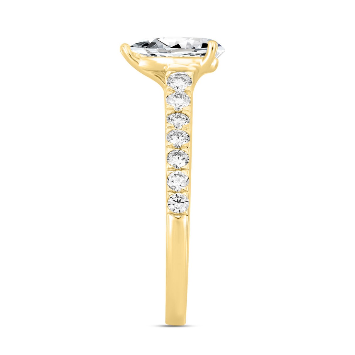 LADIES RING 1 1/2CT ROUND/PEAR DIAMOND 14K YELLOW GOLD (CENTER STONE PEAR DIAMOND 1CT)