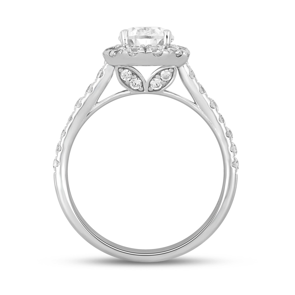 LADIES RING 1 3/4CT ROUND/PEAR DIAMOND 14K WHITE GOLD (CENTER STONE PEAR DIAMOND 1CT)