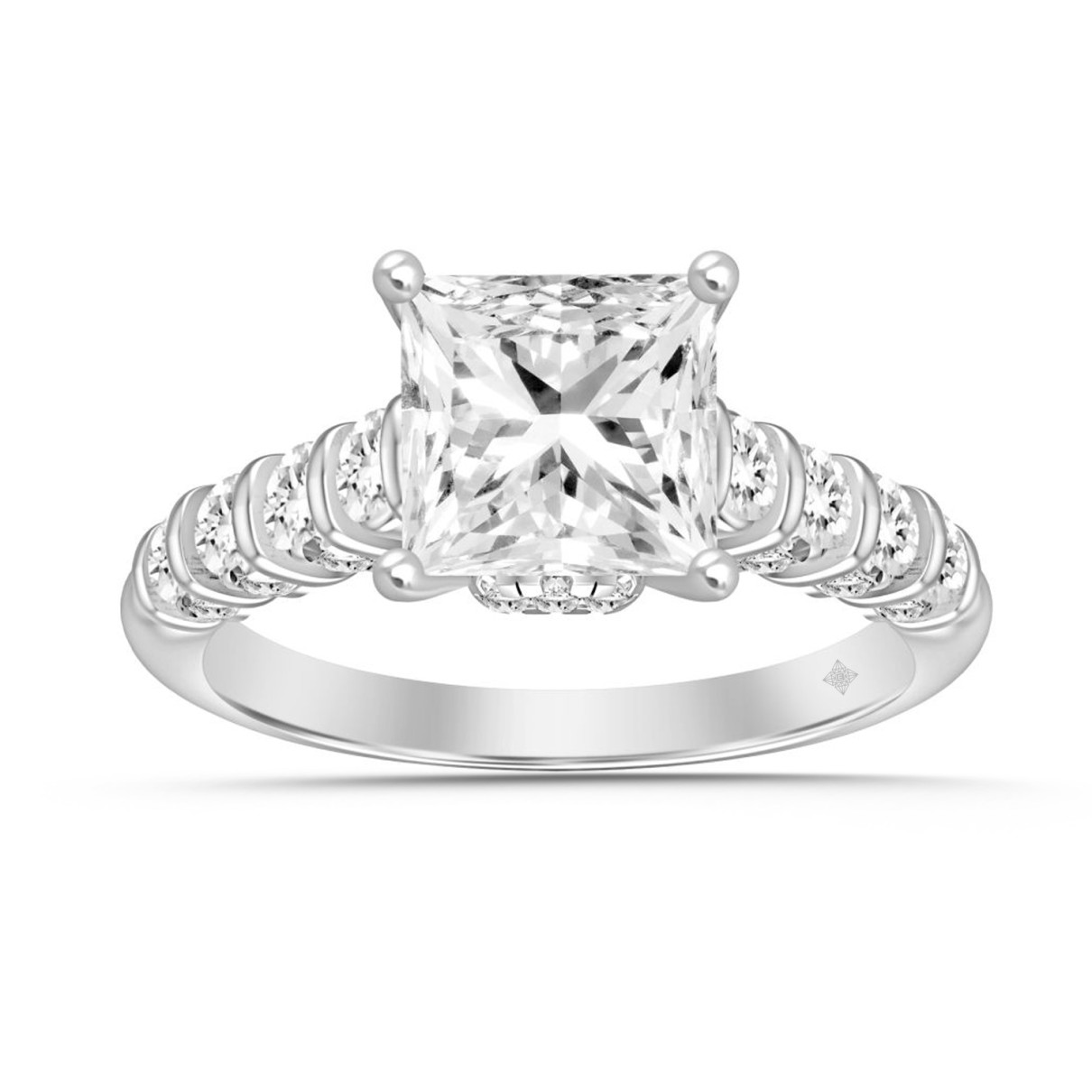 LADIES RING 2 1/2CT ROUND/PRINCESS DIAMOND 14K WHI...