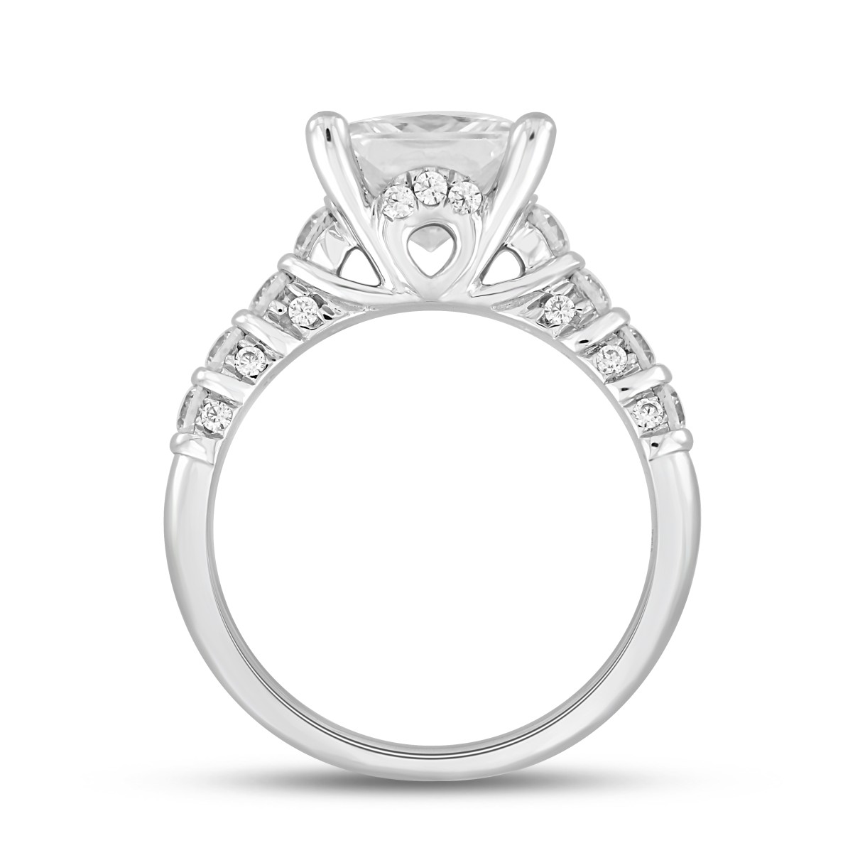 LADIES RING 2 1/2CT ROUND/PRINCESS DIAMOND 14K WHITE GOLD (CENTER STONE PRINCESS DIAMOND 2CT )
