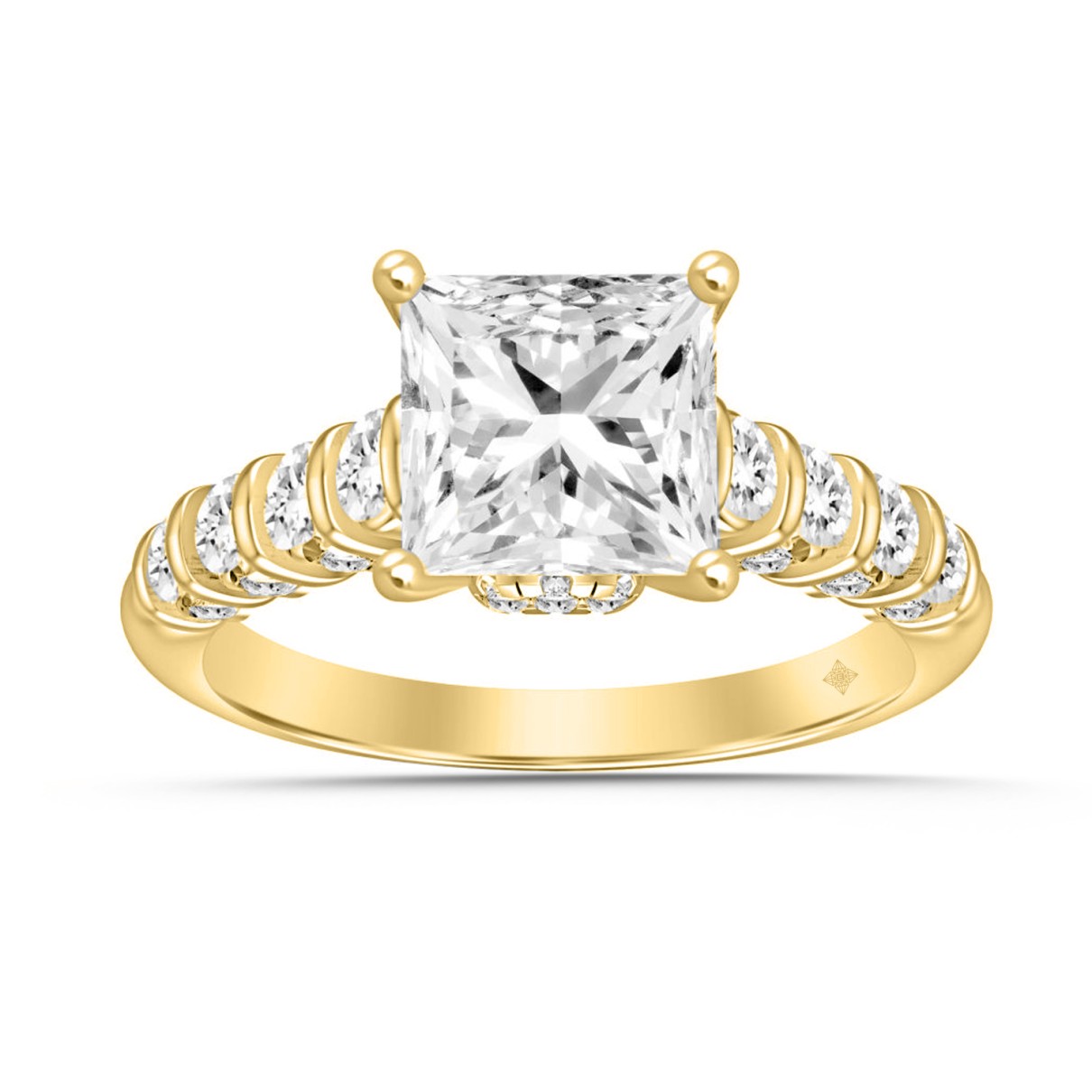 LADIES RINGS 2.50CT ROUND/PRINCESS DIAMOND 14K YELLOW GOLD (CENTER STONE PRINCESS DIAMOND 2.00CT)