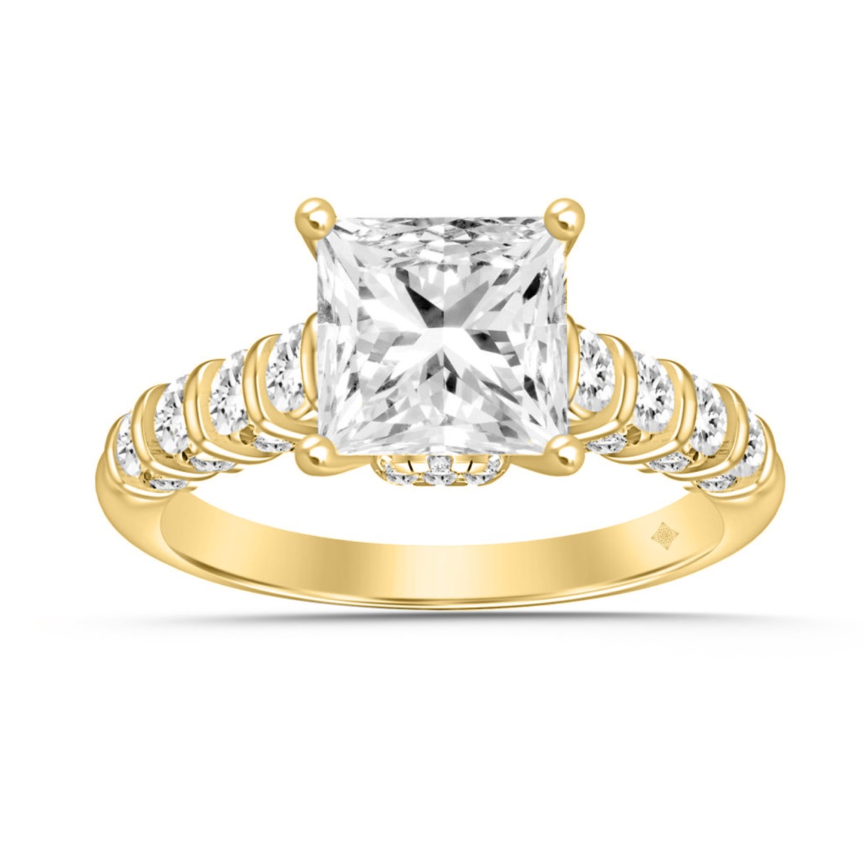 LADIES RINGS 2 1/2CT ROUND/PRINCESS DIAMOND 14K YE...