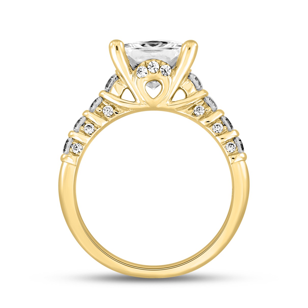 LADIES RINGS 2.50CT ROUND/PRINCESS DIAMOND 14K YELLOW GOLD (CENTER STONE PRINCESS DIAMOND 2.00CT)