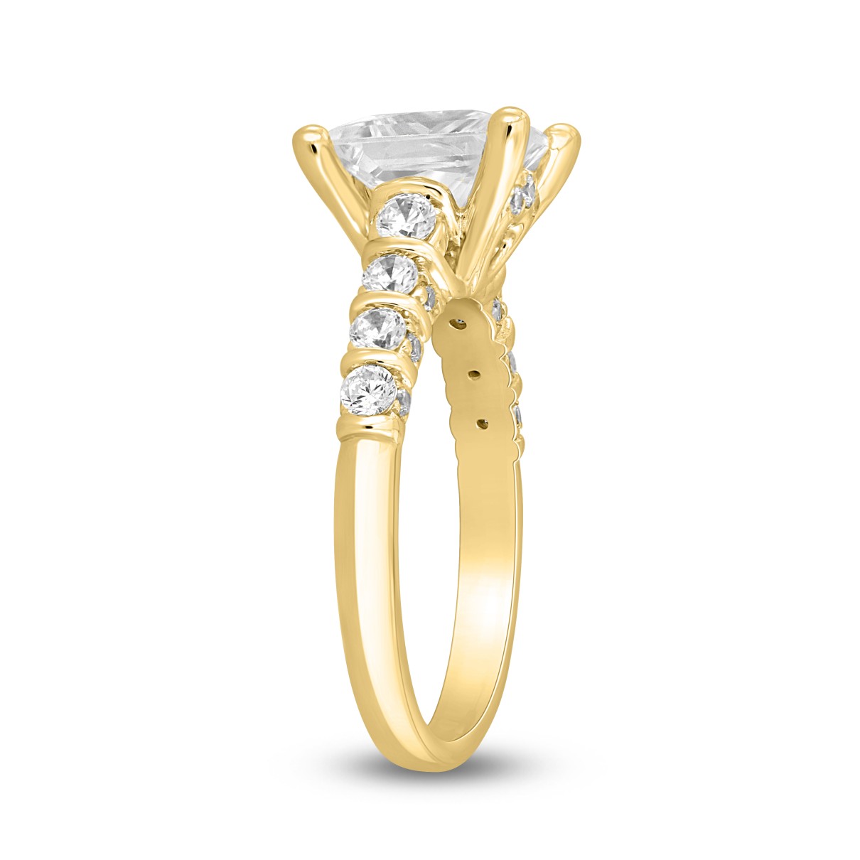 LADIES RINGS 2.50CT ROUND/PRINCESS DIAMOND 14K YELLOW GOLD (CENTER STONE PRINCESS DIAMOND 2.00CT)