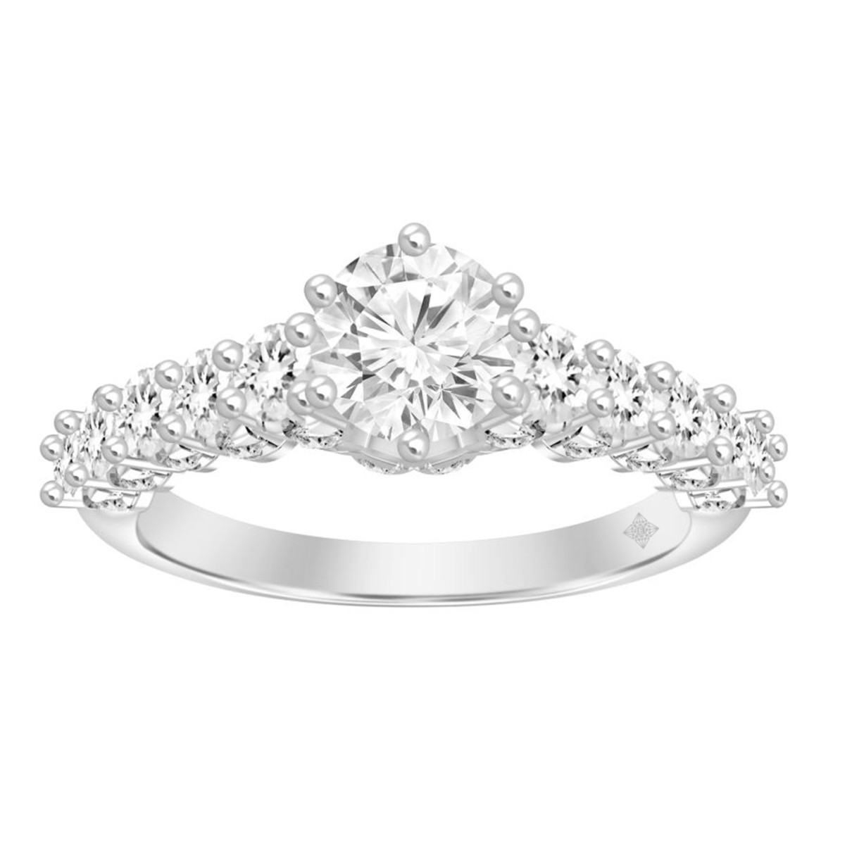 LADIES RING 2CT ROUND DIAMOND 14K WHITE GOLD (CENT...