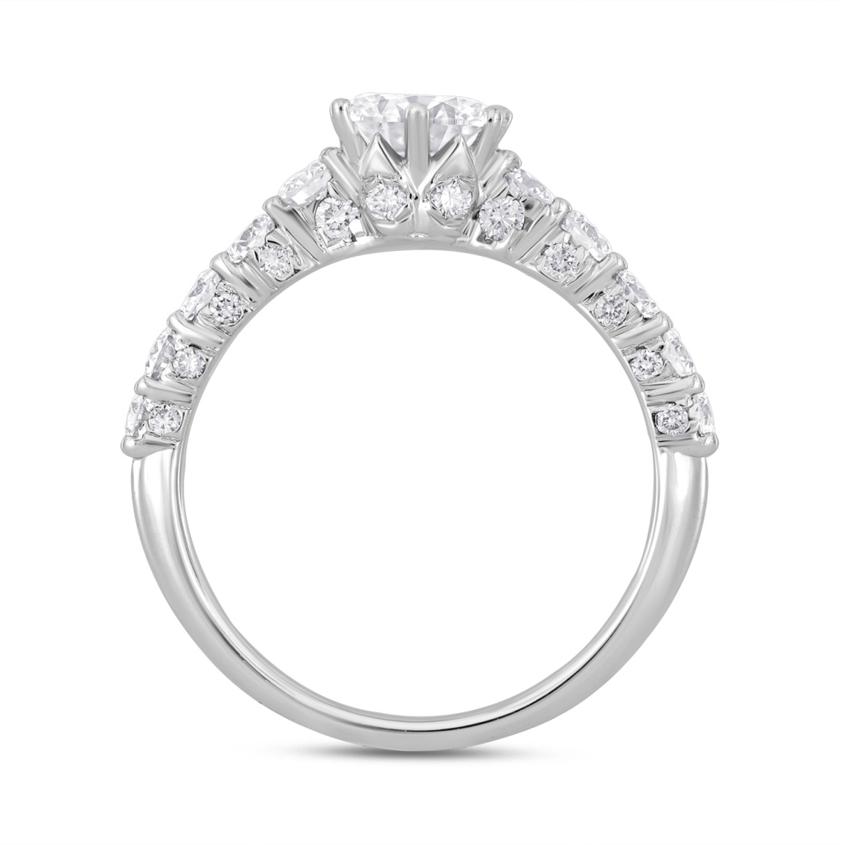 LADIES RING 2CT ROUND DIAMOND 14K WHITE GOLD (CENTER STONE ROUND DIAMOND 1CT )