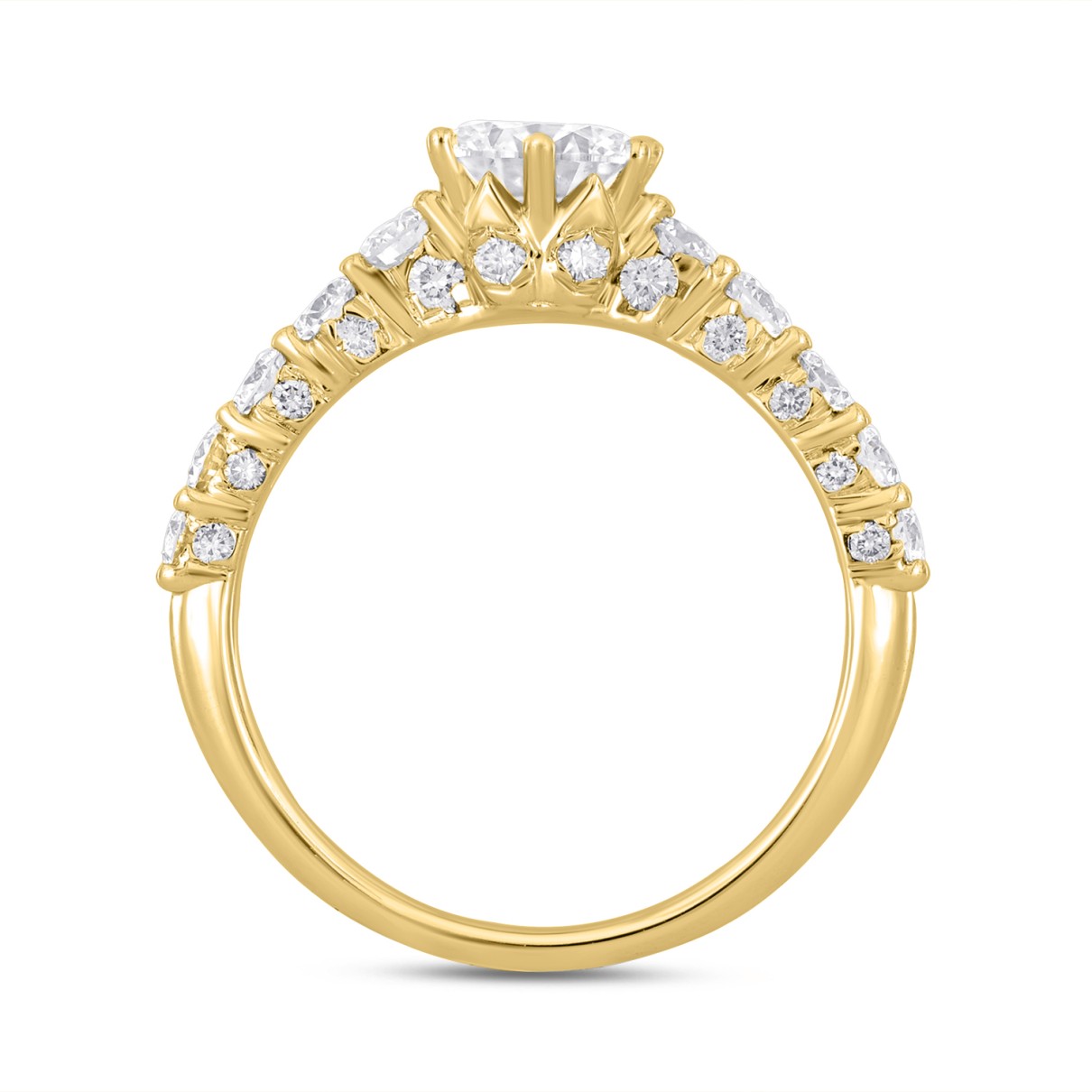 LADIES RING 2CT ROUND DIAMOND 14K YELLOW GOLD (CENTER STONE ROUND DIAMOND 1CT )