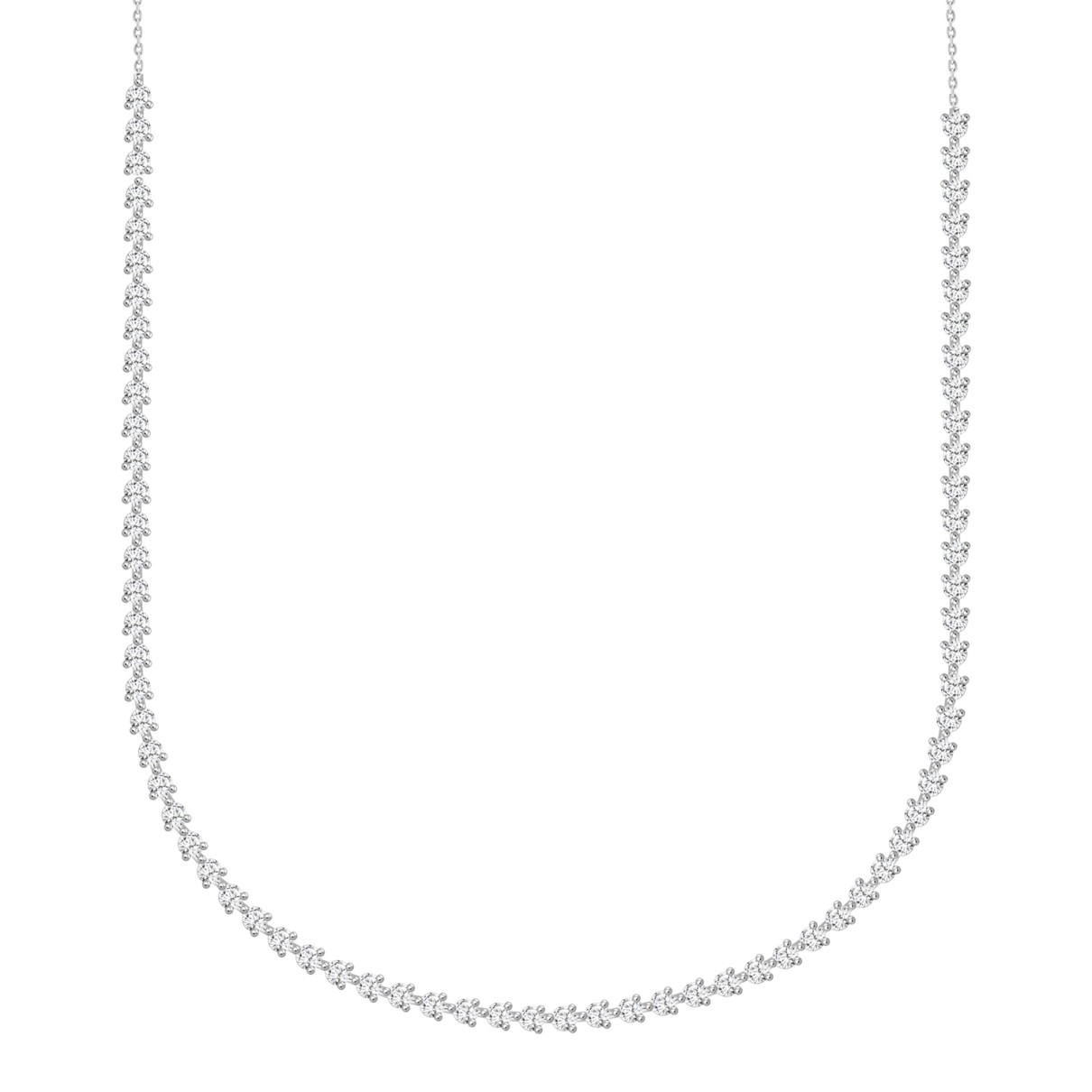 LADIES NECKLACE 7CT ROUND DIAMOND 14K WHITE GOLD