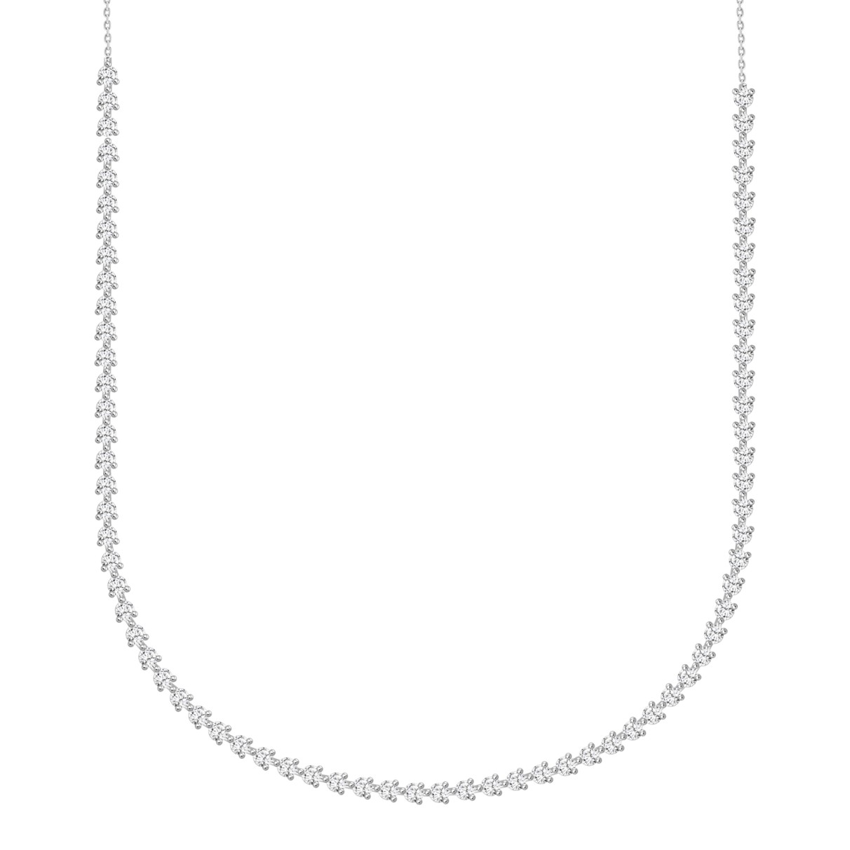 LADIES NECKLACE 7CT ROUND DIAMOND 14K WHITE GOLD