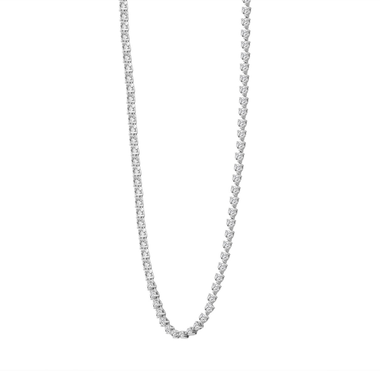 LADIES NECKLACE 7CT ROUND DIAMOND 14K WHITE GOLD