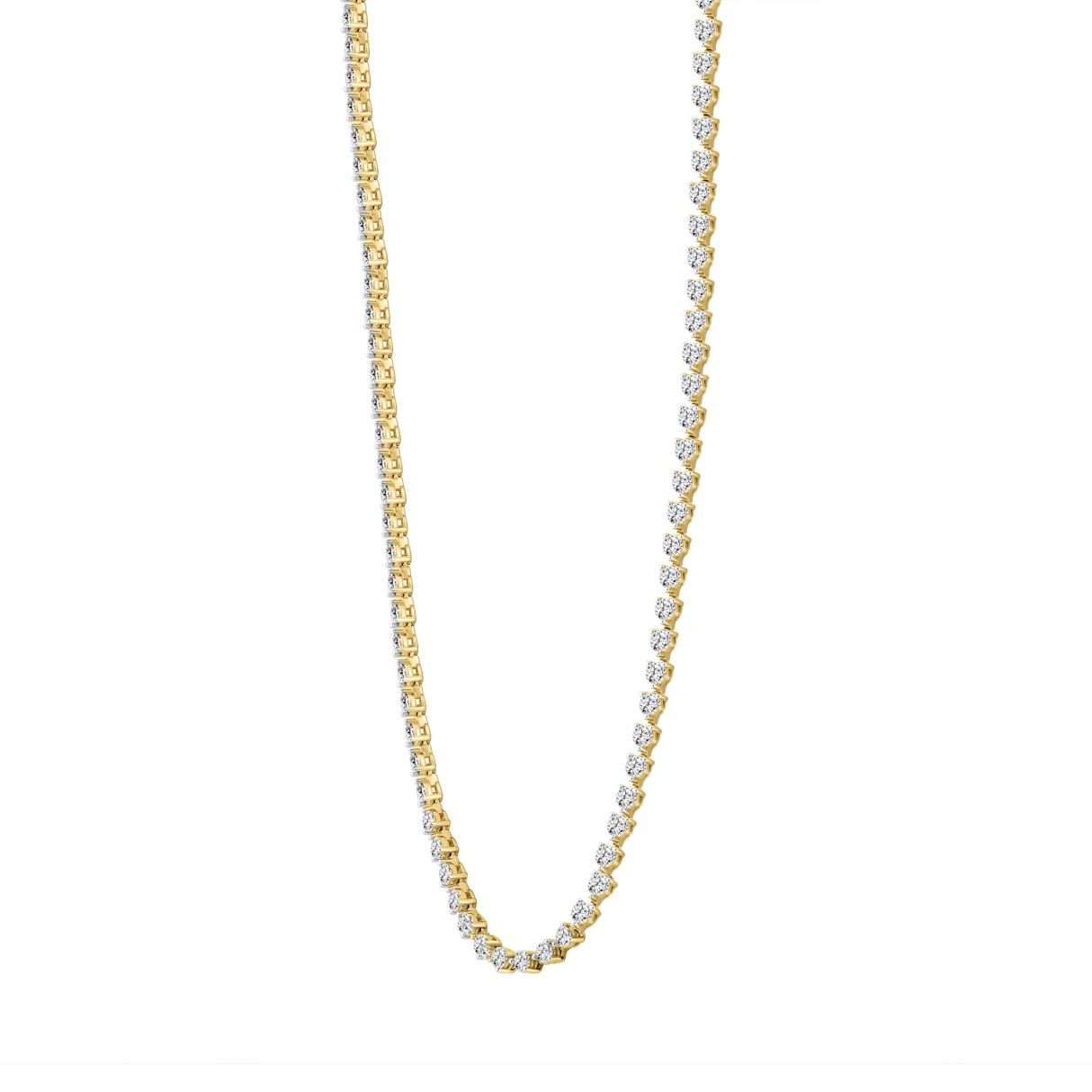 LADIES NECKLACE 7CT ROUND DIAMOND 14K YELLOW GOLD