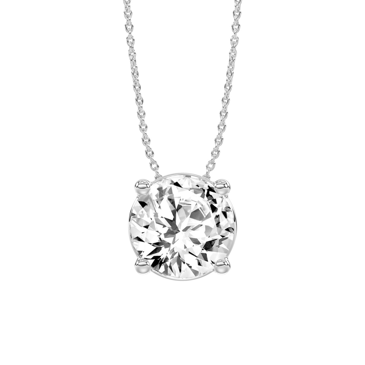 14K WHITE GOLD 1.00CT ROUND DIAMOND LADIES SOLITAIRE PENDANT WITH UNDER-PASS CHAIN (CENTER STONE ROUND DIAMOND 1CT)