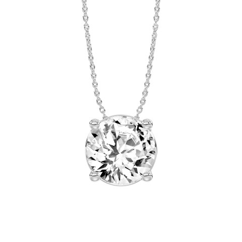 14K WHITE GOLD 1.00CT ROUND DIAMOND LADIES SOLITAIRE PENDANT WITH UNDER-PASS CHAIN (CENTER STONE ROUND DIAMOND 1CT)